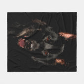 Amber Eyed Black Shepherd Dog Fleece Deken (Voorkant (Horizontaal))