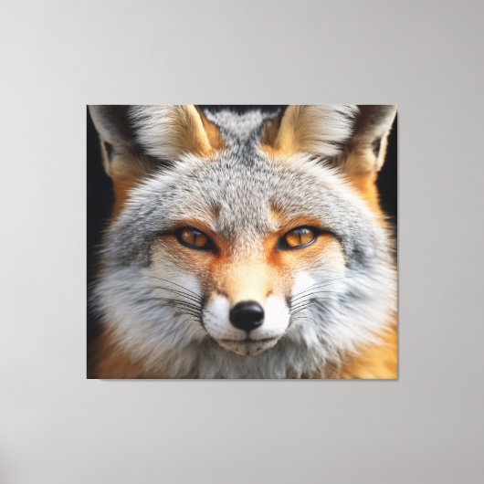 Amber Eyes Fox Art - Fotorealisme Digitaal Schilde Canvas Afdruk (Voorkant)