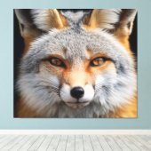 Amber Eyes Fox Art - Fotorealisme Digitaal Schilde Canvas Afdruk (Insitu (Houten vloer))