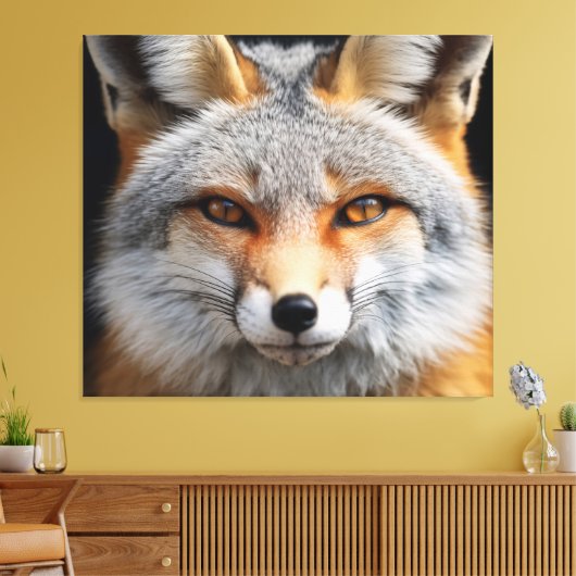 Amber Eyes Fox Art - Fotorealisme Digitaal Schilde Canvas Afdruk (Insitu (Woonkamer))