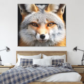Amber Eyes Fox Art - Fotorealisme Digitaal Schilde Canvas Afdruk (Insitu (Slaapkamer))