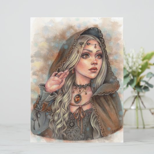 Amber Fantasy Fae Enchantress Art Kaart (Staand voorkant)