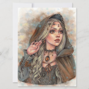 Amber Fantasy Fae Enchantress Art Kaart