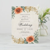 Amber Floral Arch Wedding Kaart (Staand voorkant)