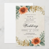 Amber Floral Arch Wedding Kaart (Voorkant / Achterkant)