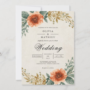 Amber Floral Arch Wedding Kaart
