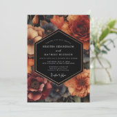 Amber Floral Harvest Wedding Kaart (Staand voorkant)