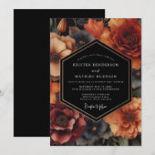 Amber Floral Harvest Wedding Kaart (Voorkant / Achterkant)