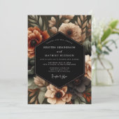 Amber Floral Moody Wedding Kaart (Staand voorkant)