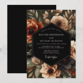 Amber Floral Moody Wedding Kaart (Voorkant / Achterkant)