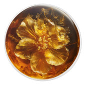 Amber Flower Natuur Pattern Keramische Knop (Voorkant)