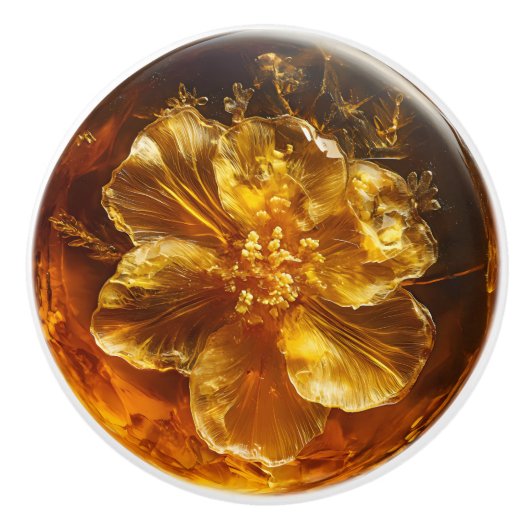 Amber Flower Natuur Pattern Keramische Knop (Voorkant)