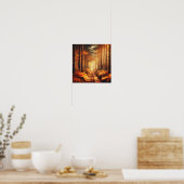 Amber Forest Path with Sunbeams – Autumn Poster  (Keuken)