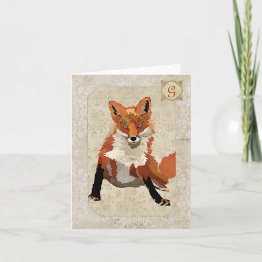 Amber Fox Monogram Notecard Notitiekaartje (Voorkant)