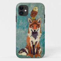 Amber Fox & Owl Blue Roos Hoesje