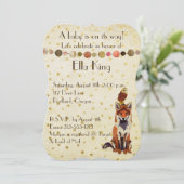 Amber Fox & Owl Stars Baby Uitnodiging (Staand voorkant)