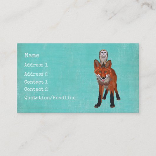 Amber Fox & Owl Visitekaartje (Voorkant)