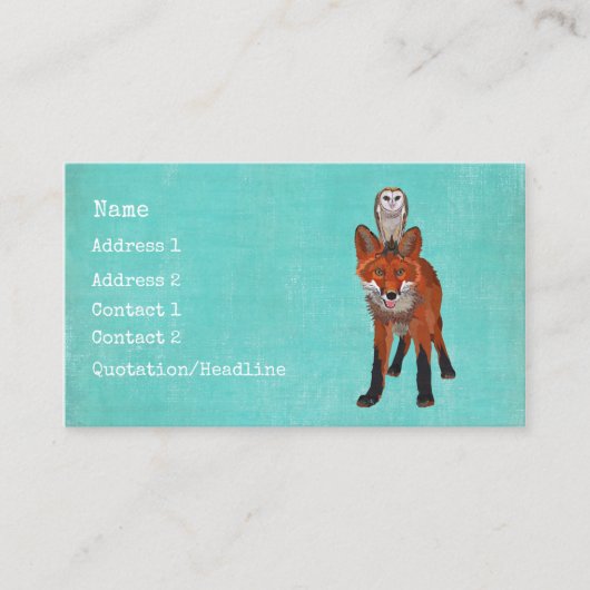Amber Fox & Owl Visitekaartje (Voorkant)