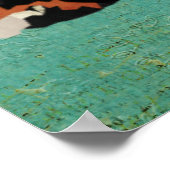 Amber Fox Retro Blue Art Poster (Hoek)