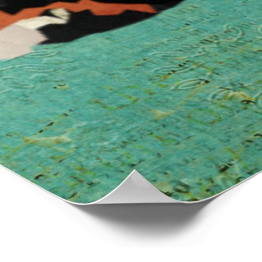 Amber Fox Retro Blue Art Poster (Hoek)