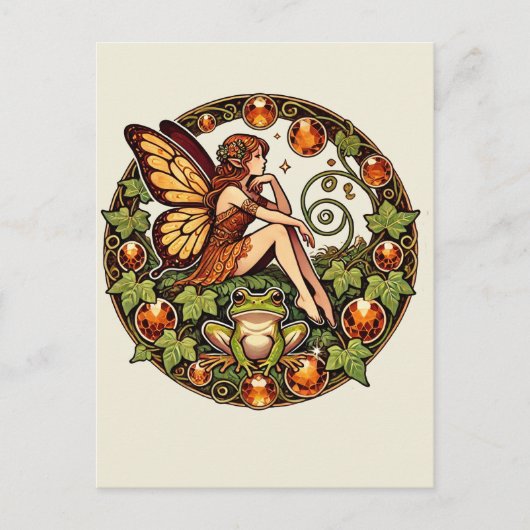 Amber Frog Fairy Briefkaart (Voorkant)