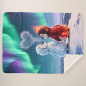 Amber & Frosty Aurora Magic Penguin Blanket Sherpa Deken (Voorkant (horizontaal))