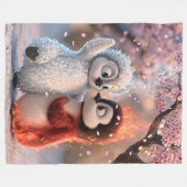 Amber & Frosty Cherry Blossom Penguin Blanket Fleece Deken (Voorkant (Horizontaal))