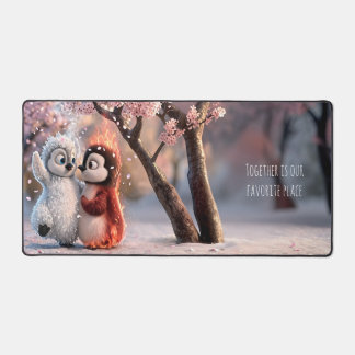 Amber & Frosty Cherry Blossom Penguin Mouse Pad
