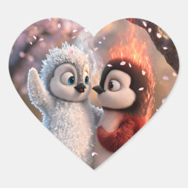 Amber & Frosty Cute Fire and Ice Penguin Sticker