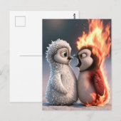Amber & Frosty Fire and Ice Penguin Poster Briefkaart (Voorkant / Achterkant)