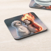 Amber & Frosty Tiny Penguins Big Feelings Coaster Bier Onderzetter (Linkerzijde)