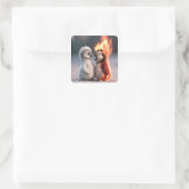 Amber & Frosty Tiny Penguins Big Feelings Vierkante Sticker (Tas)