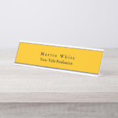 Amber Geel Elegant Professioneel Modern Bureau Naambordje (Voorkant)