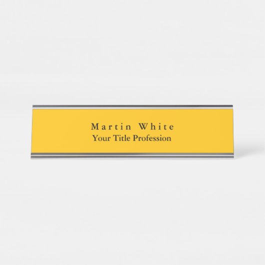 Amber Geel Elegant Professioneel Modern Bureau Naambordje (Voorkant)