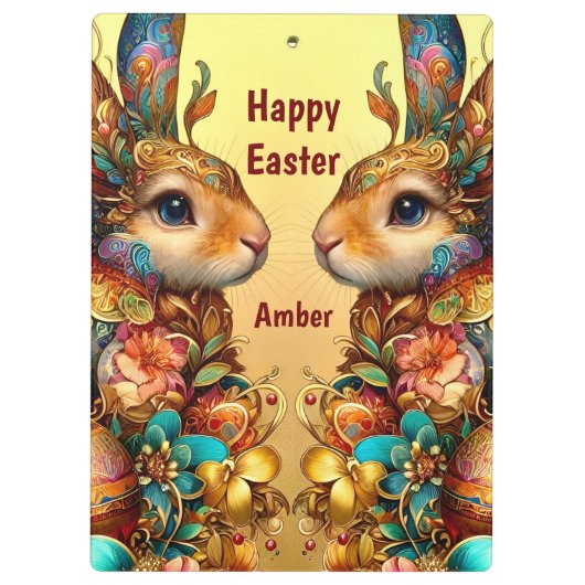 AMBER ~ GELUKKIG PASEN ~ PAASKONIJNEN ~ KLEMBORD (Achterkant)