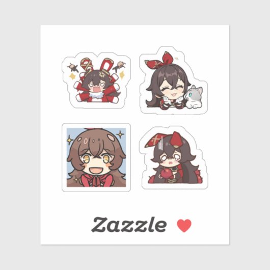Amber Genshin Impact 4 stuks stickerblad Extra Sticker (Vel)