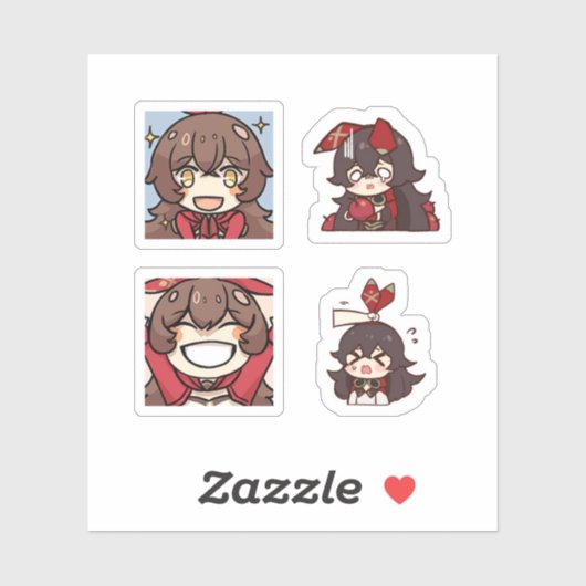 Amber Genshin Impact 4 stuks stickerblad Sticker (Vel)