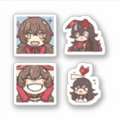 Amber Genshin Impact 4 stuks stickerblad Sticker (Voorkant)