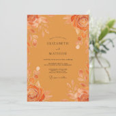 Amber Geschilderde Rozen Bruiloft Kaart (Staand voorkant)