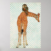 Amber Giraffe & Blauwgroen Owl Art Poster (Voorkant)