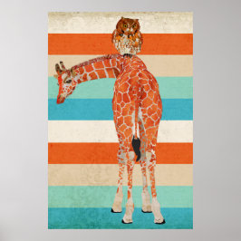 Amber Giraffe & Owl Art Poster