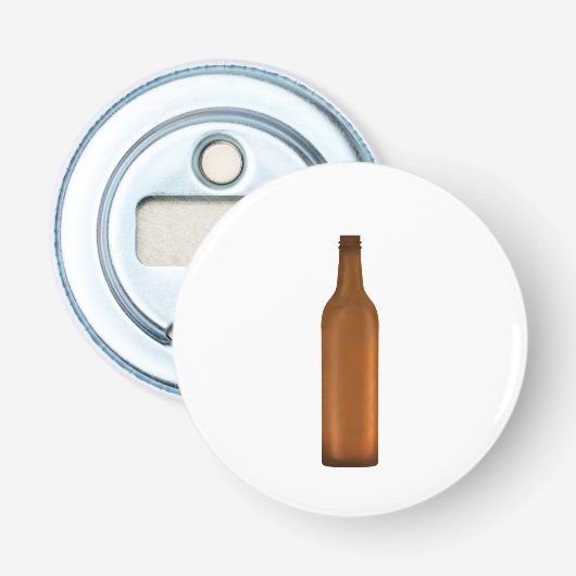 Amber glazen fles illustratie button flesopener (Voorkant)