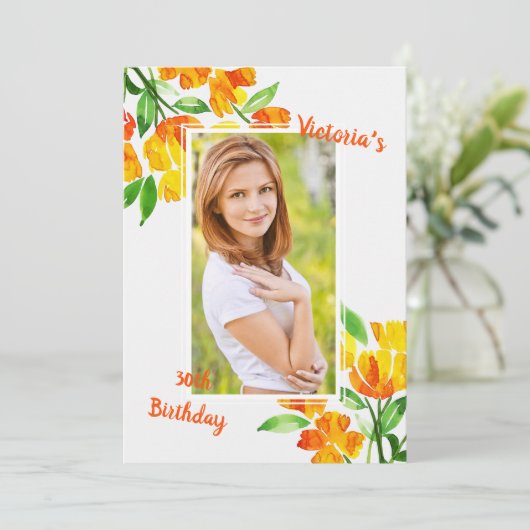 Amber Glory Foto Uitnodiging (Staand voorkant)