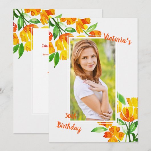 Amber Glory Foto Uitnodiging (Voorkant / Achterkant)