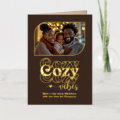 Amber Glow Cozy Vibes Christmas Photo Folie Feestdagenkaart (Voorkant)