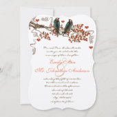 Amber Glow Fall Leaves  Bird Wedding Invite Kaart (Voorkant)