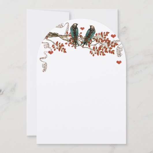 Amber Glow Herfst Leaf Love Bird Wedding Kaart (Achterkant)