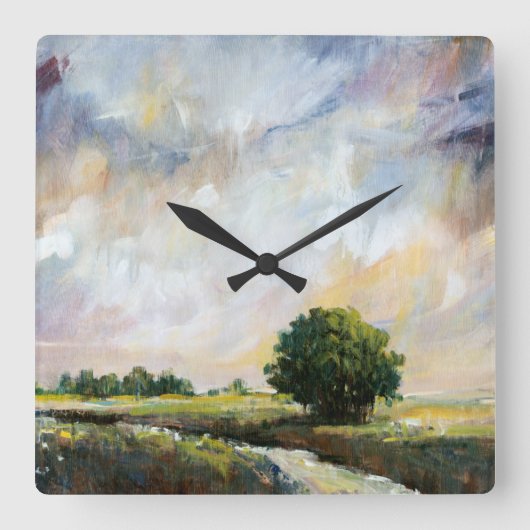 Amber Glow II Vierkante Klok (Voorkant)