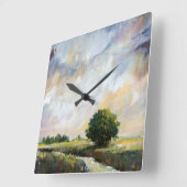 Amber Glow II Vierkante Klok (Hoek)