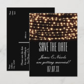 Amber Glow Slinger Lichtjes Save the Date Ansichtk Aankondigingskaart (Voorkant / Achterkant)